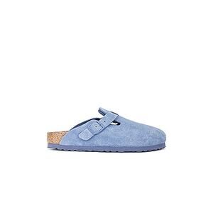 Birkenstock 'Boston' Blue Suede Soft Footbed Clog Size 8